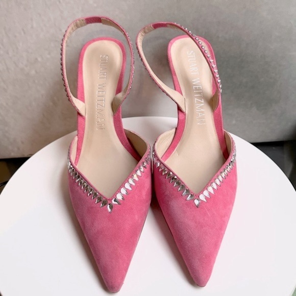 🌺 STUART WEITZMAN🌺 Gemcut Xcurve 100 Slingback Pink Pump size 9.5 - Picture 11 of 17
